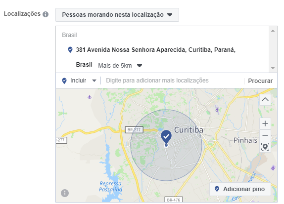 Configuração de Localização Facebook Ads